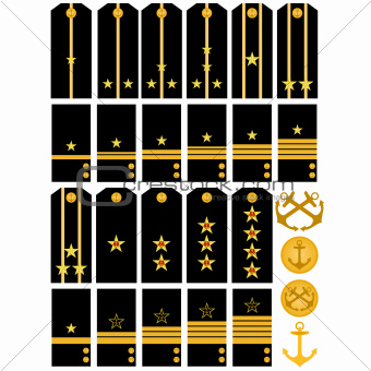 Shoulder straps and stripes with signs of distinction of the Navy of the Russian Army