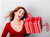 Woman with a big present