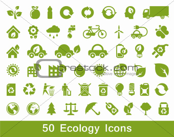 50 Ecology and recycle icons, vector set