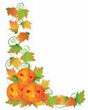 Carved Halloween Pumpkins and Vines Border Illustration
