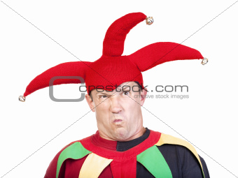 portrait of jester - entertaining figure in typical costume 