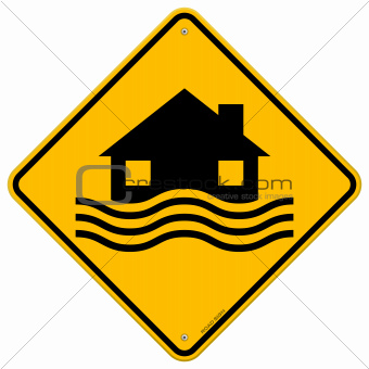 Flood Disaster Yellow Sign