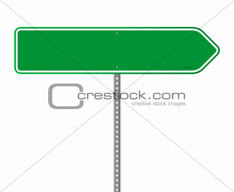 Empty Green Direction Sign