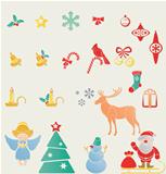 Christmass and New Year stamp icon  symbols set