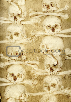 Background with human skulls and bones