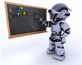 Robot with school chalk board
