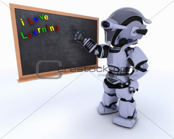 Robot with school chalk board