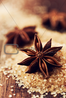 Star anise on brown sugar