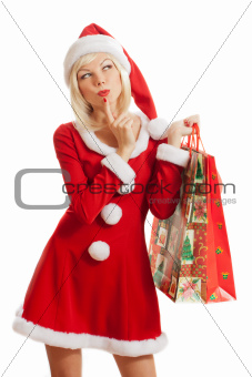 Christmas beauty Santa Claus. Shopping.