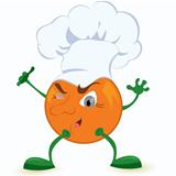 Orange cartoon character in chef hat 