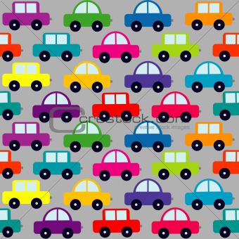 Seamless pattern with cartoon cars