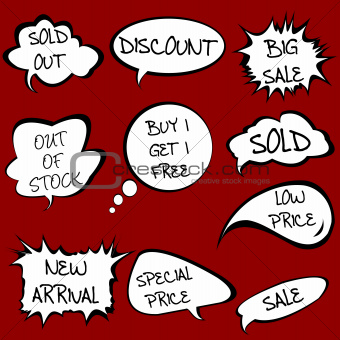 Speech bubbles set with sale messages