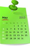 Calendar for may 2013 on green sticky note