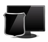 Computer monitor with black shield