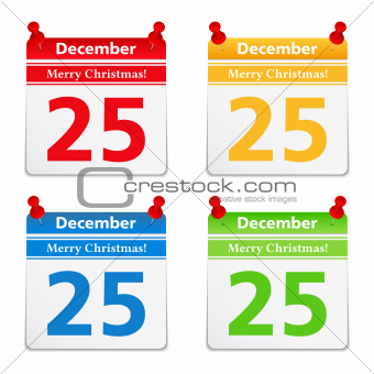 Calendar Pages with 25 December