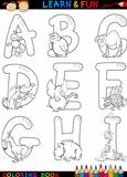 Cartoon Alphabet with Animals for coloring