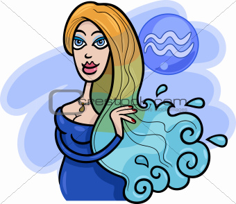 woman cartoon illustration aquarius sign