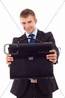  business man offering case