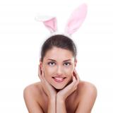 woman wearing cute bunny ears 