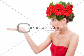 amazing flower woman  presenting 