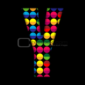 Alphabet Dots Color on Black Background Y
