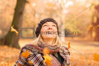 Young woman enjoying autumn
