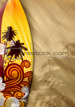 surfboards on sand  