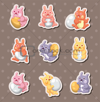 cartoon easter rabbit and egg stickers