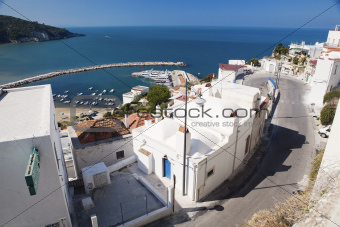 Picturesque view on seaside and typical Mediterranean  town