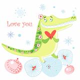 greeting card with a crocodile