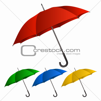 Set of umbrellas on white background.