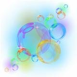 Abstract background with transparent colorful bubbles.