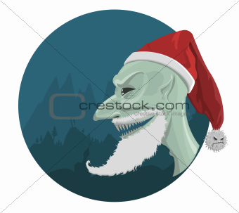 Vector evil Santa Claus in red hat 
