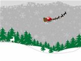 Winter forest and santa sleigh