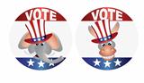 Vote Republican and Democrat with Uncle Sam Hat Buttons