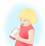 Little Girl with Feeding Bottle