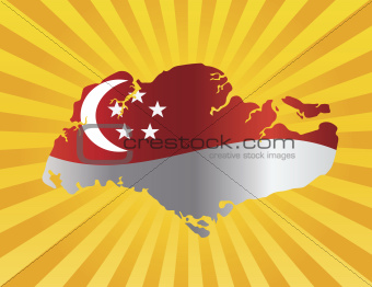 Singapore Flag in Map Silhouette Illustration