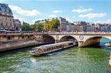 Tourist cruise luxury restaurant boat in River Seine Paris Franc
