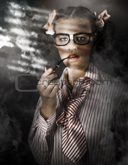 Private Eye Detective Smoking At Crime Scene