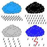 Clouds with precipitation, vector illustration