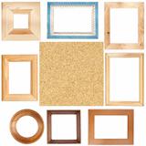 Wooden frames and cork board texture