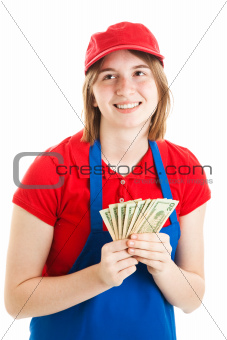 Teenage Worker with Money