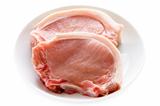 pork chops raw isolated
