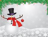 Snowman with Scarf with Garland Background Illustration