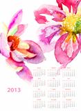 Dahlia flowers, calendar for 2013