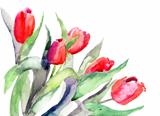 Stylized Tulips flowers illustration 