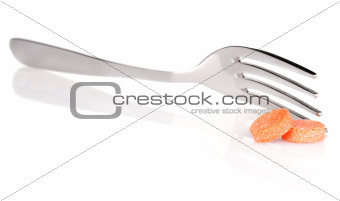 orange tablet with  fork
