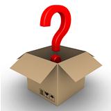 Question mark in an opened parcel