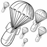 Gravity bomb with parachutes
