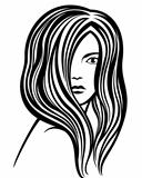 Young woman's portrait line-art illustration